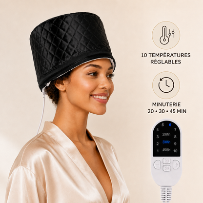 Bonnet Chauffant Capillaire Électrique – 10 Températures et Minuterie Réglable