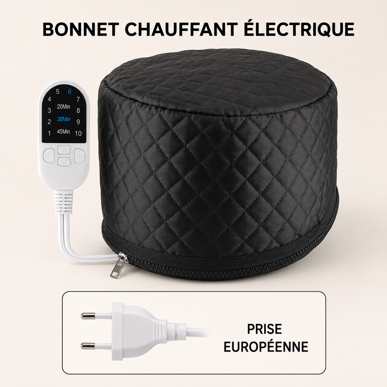 Bonnet Chauffant Capillaire Électrique – 10 Températures et Minuterie Réglable